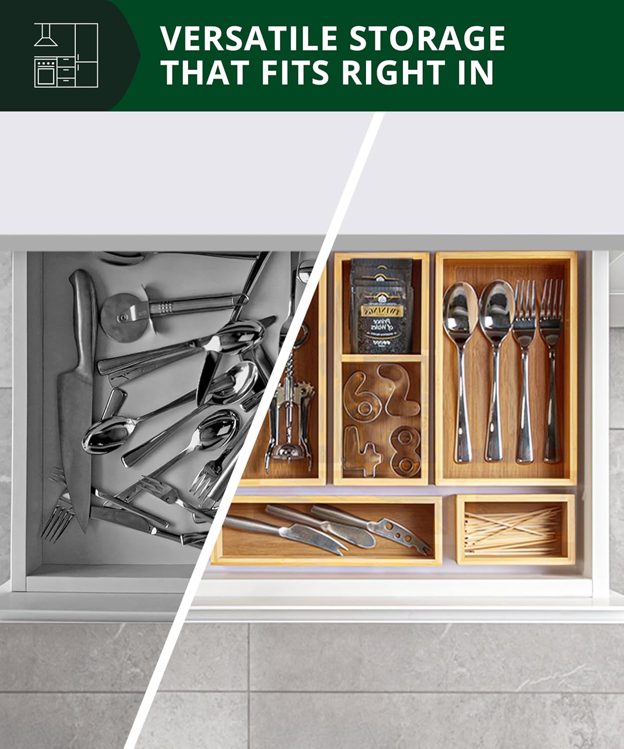 Drawer Organizer Tray - Juego de organizadores de cajones de