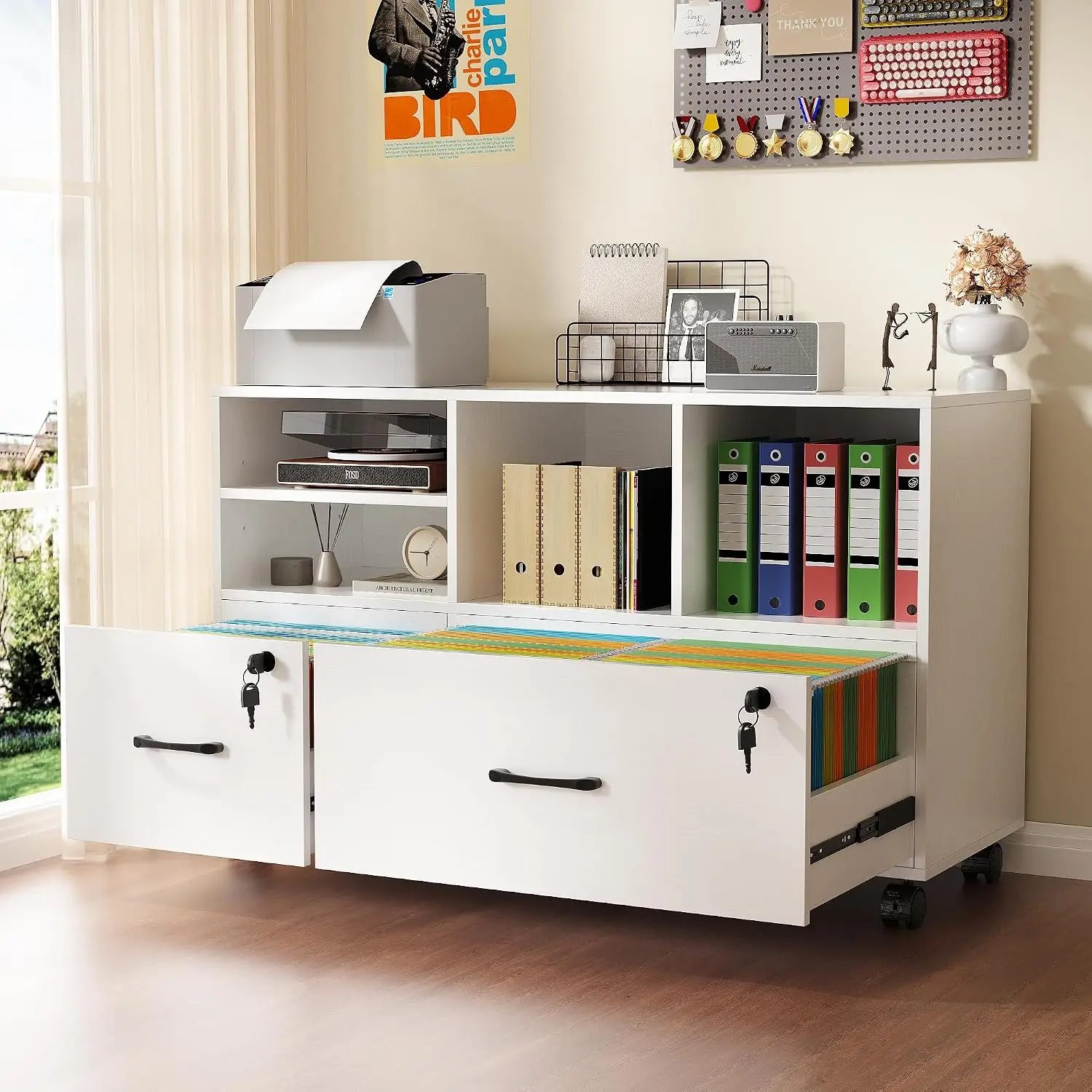 File Cabinet Lateral - Archivador Móvil Lateral de 2 Cajones