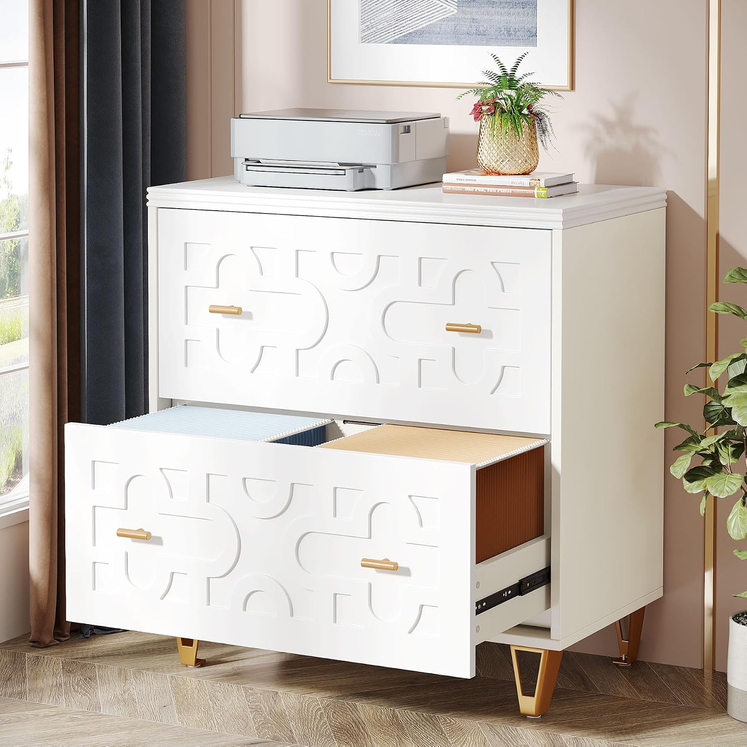 File Cabinet Lateral - Archivador lateral de 2 cajones, blanco