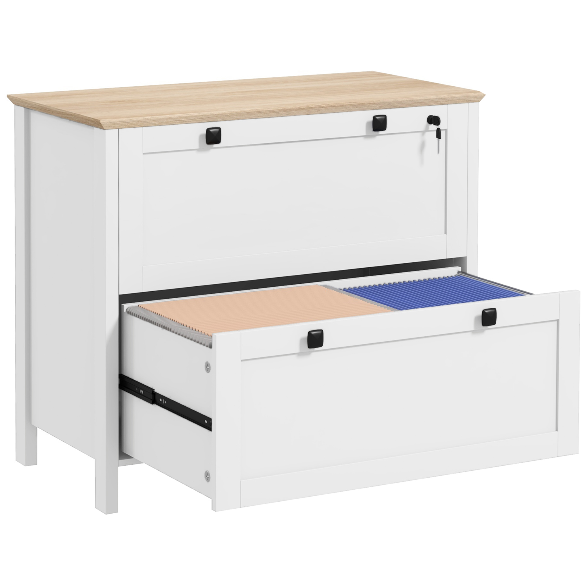 File Cabinet Lateral - Archivador de 2 cajones con cerradura,