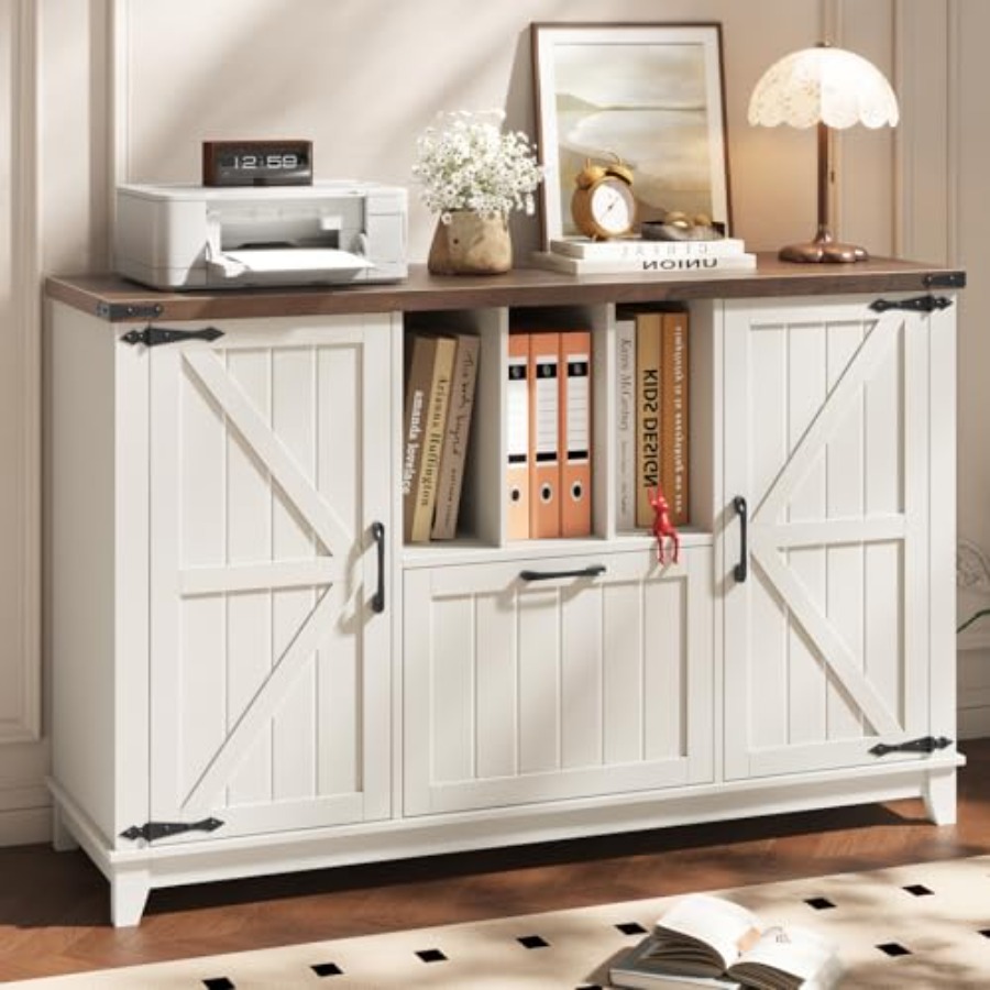 File Cabinet Lateral - Archivador Lateral, Archivador Rústico Blanco Estilo