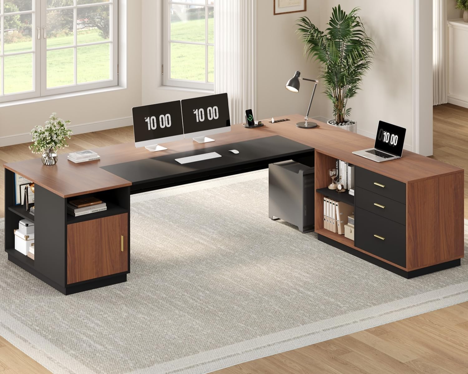File Cabinet Lateral - Escritorio ejecutivo en forma de L