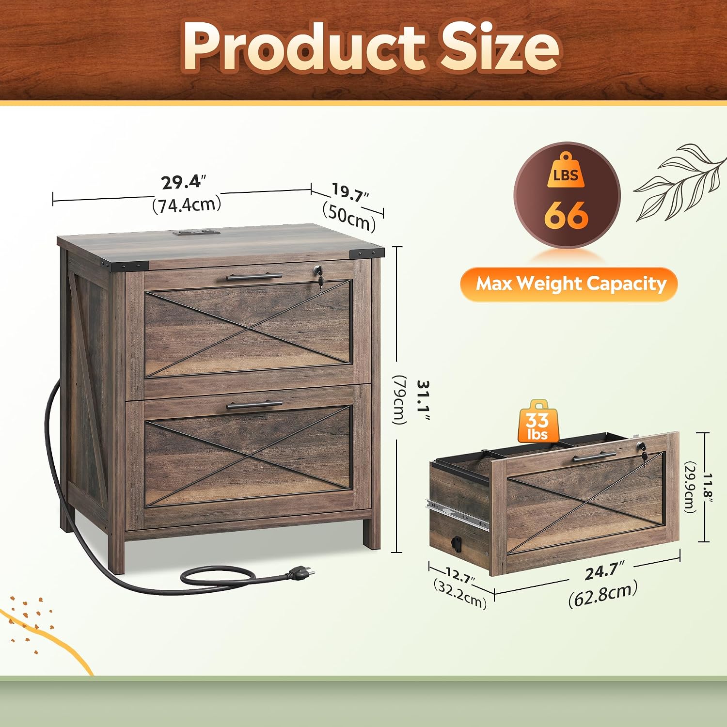 Archivador lateral de madera,  - File Cabinet Lateral reseña y precio
