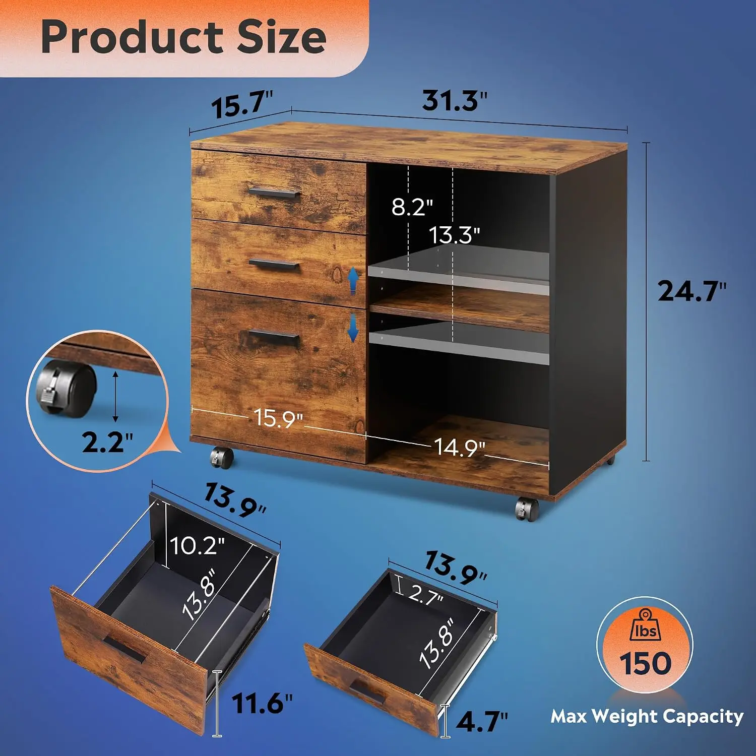 3-Drawer Mobile File Cabinet,  - File Cabinet Lateral reseña y precio