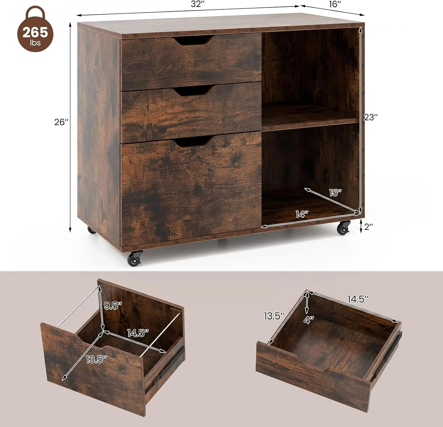 Archivador de 3 cajones, gabin - File Cabinet Lateral reseña y precio